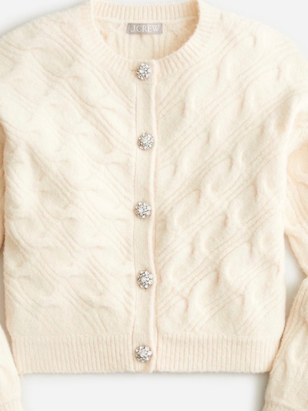 J.Crew NWT Cable-Knit Cardigan Jeweled Sweater Size M